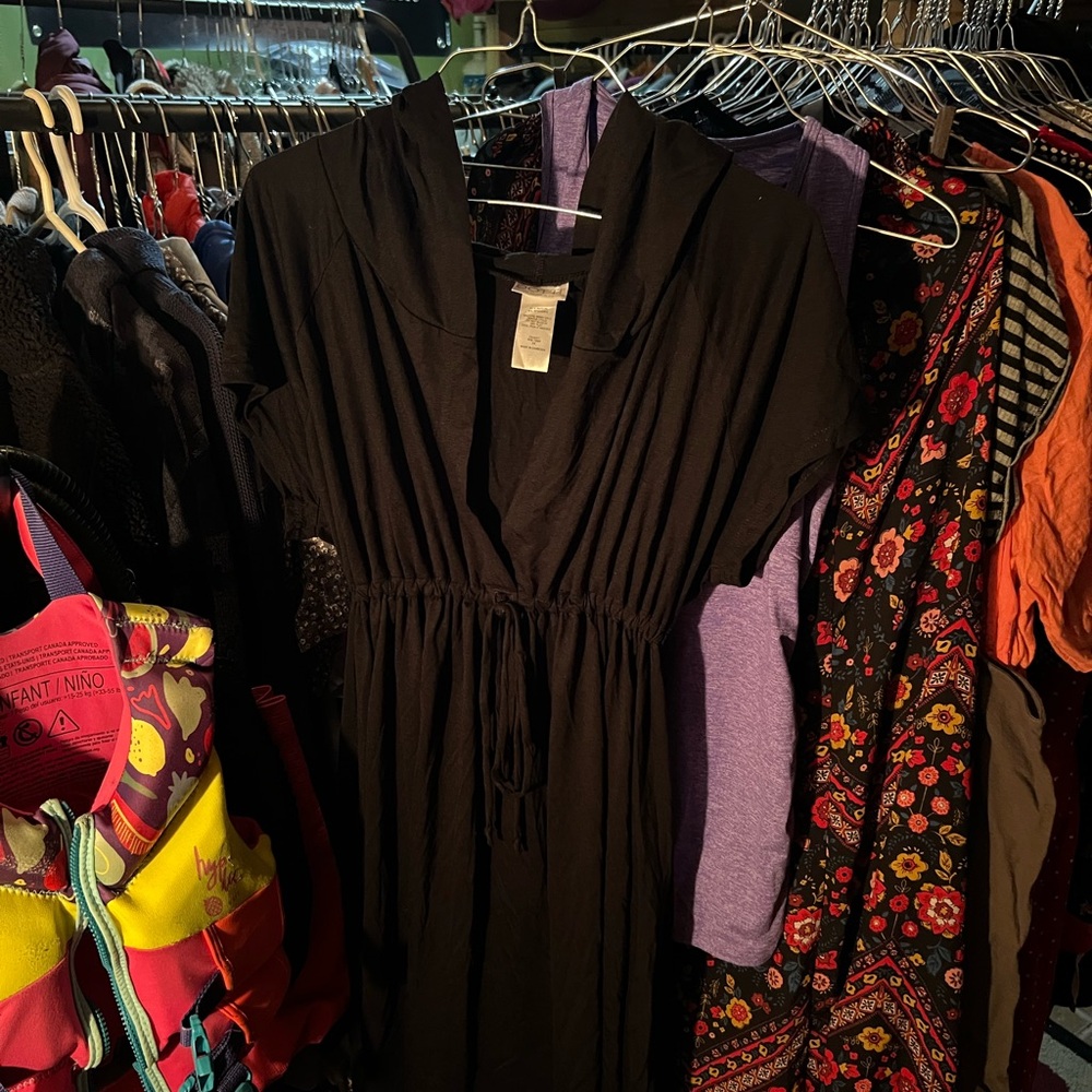 Dotti Elegant Black Garment hooded dress